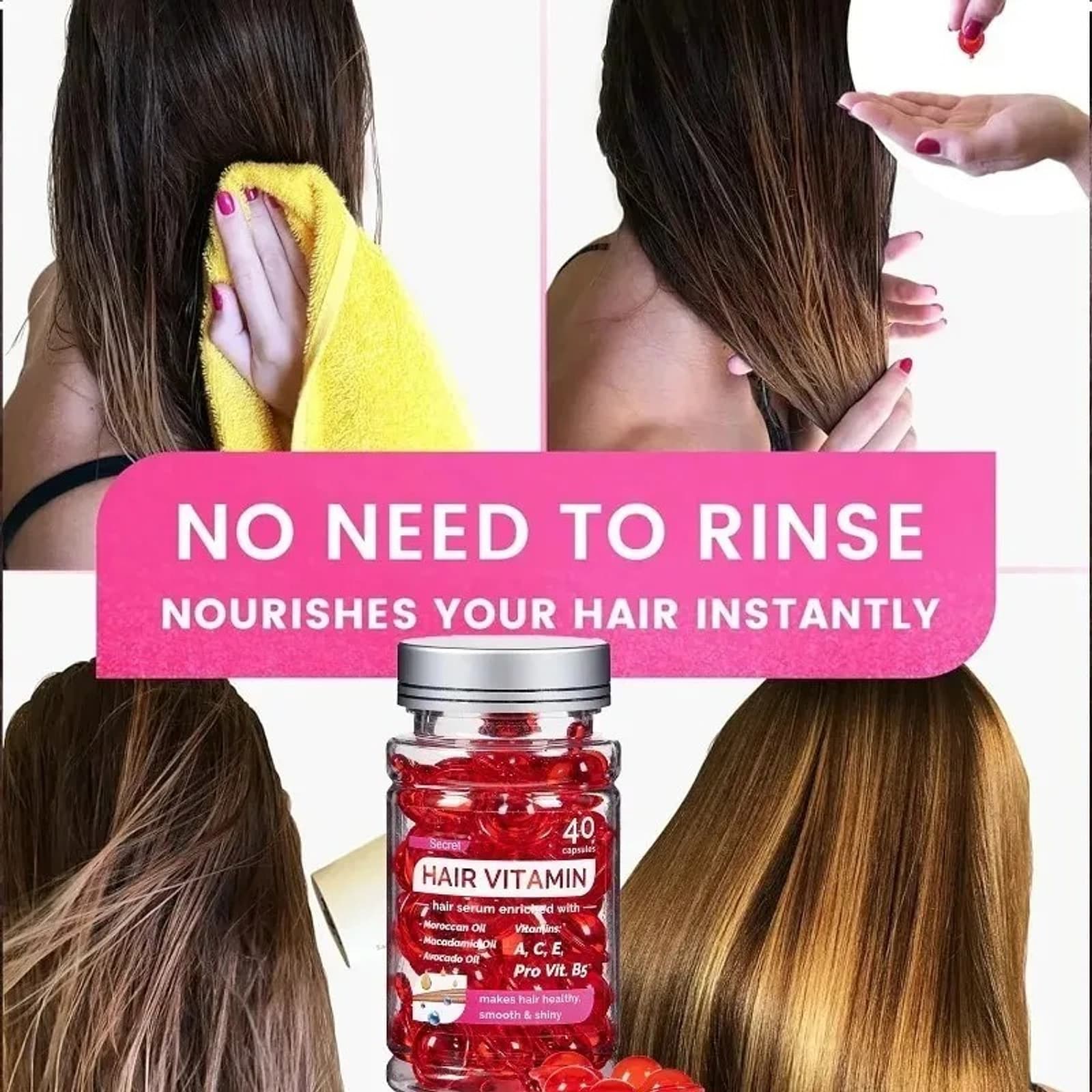 No need to rinse — nourishes hair instantly after applying