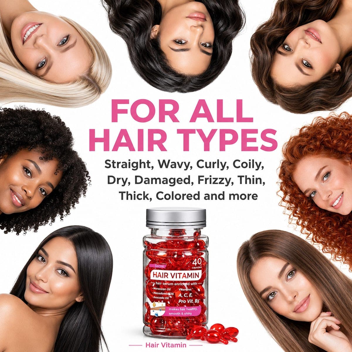 Suitable for all hair types — dry, damaged, frizzy, thin, curly, thick and dyed